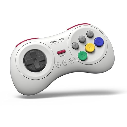 Joystick Bluetooth 8Bitdo M30 para Switch, Windows y Android, con 6 botones para los juegos clásicos de SEGA (blanco)